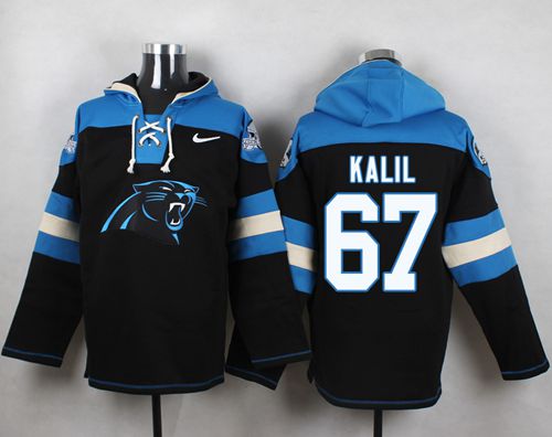Nike Panthers #67 Ryan Kalil Black Player Pullover NFL Hoodie - Click Image to Close
